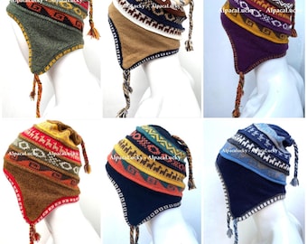 Sombrero unisex de alpaca peruana chullo con orejeras 100% forro suave forro polar gorro sombrero alpaca chullo sombrero peruano sombrero peru sombrero de alpaca