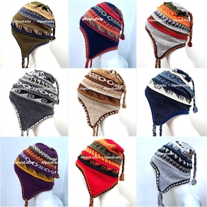Unisex Peruvian Alpaca Hat chullo with Earflaps 100% Lining Soft Fleece Lining Beanie hat alpaca chullo peruvian hat peru hat alpaca hat