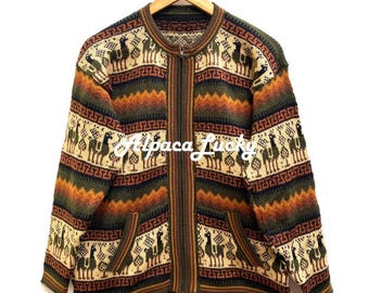 Green Military Alpaca sweater, peruvian sweater, Unisex sweater, peruvian alpaca sweater, peruvian jacket, peru sweater, alpaca sweater