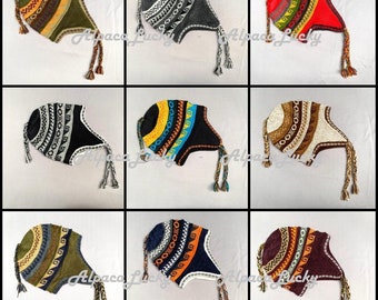 Sombrero unisex de alpaca peruana chullo con orejeras 100% forro suave forro polar gorro sombrero alpaca chullo sombrero peruano sombrero peru sombrero de alpaca