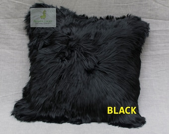 Alpaca lumbale sierkussen kussen gemaakt van natuurlijke alpaca erin, kussen alpacabont, kussensloop van pluizige wol, handgemaakte kussensloop