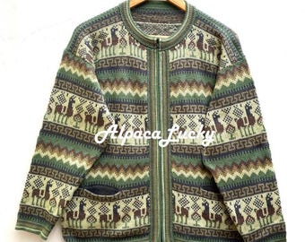 Green Alpaca sweater, peruvian sweater, Unisex sweater, peruvian alpaca sweater, peruvian jacket, peru sweater, alpaca sweater
