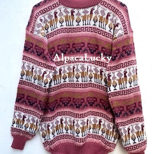 Turquoise Alpaca sweater, peruvian sweater, Unisex sweater, peruvian alpaca sweater, peruvian jacket, peru sweater, alpaca sweater Pink