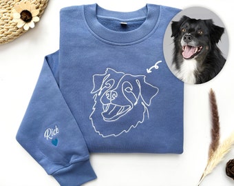 Personalisiertes einzeiliges Haustier-Sweatshirt, Umriss besticktes Sweatshirt, personalisiertes Haustier besticktes Sweatshirt, individuelle Geschenke für Hundeliebhaber