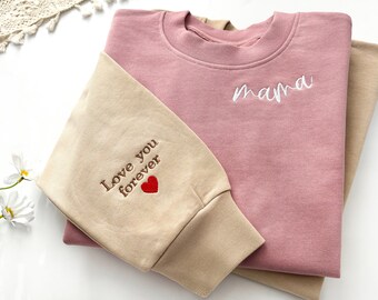 Mama gesticktes Sweatshirt, gesticktes Muttertags-Sweatshirt, Mom Est Sweatshirt, Muttertagsgeschenk, Geschenk für Mama