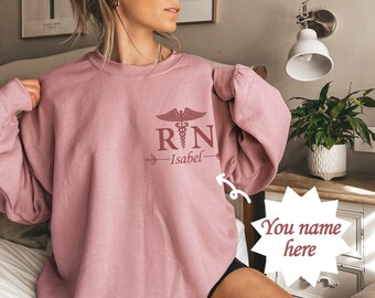 Custom Registered Nurse Sweatshirt,Custom Registered Nurse Name Sweatshirt,RN Crewneck,Personalized Name RN Crew Neck Sweatshirt