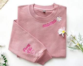 Mama Embroidered Sweatshirt,Embroidered Mother's Day Sweatshirt,Mother's Day Gift,Custom Embroidered Mama Sweatshirt,Gift For Mom