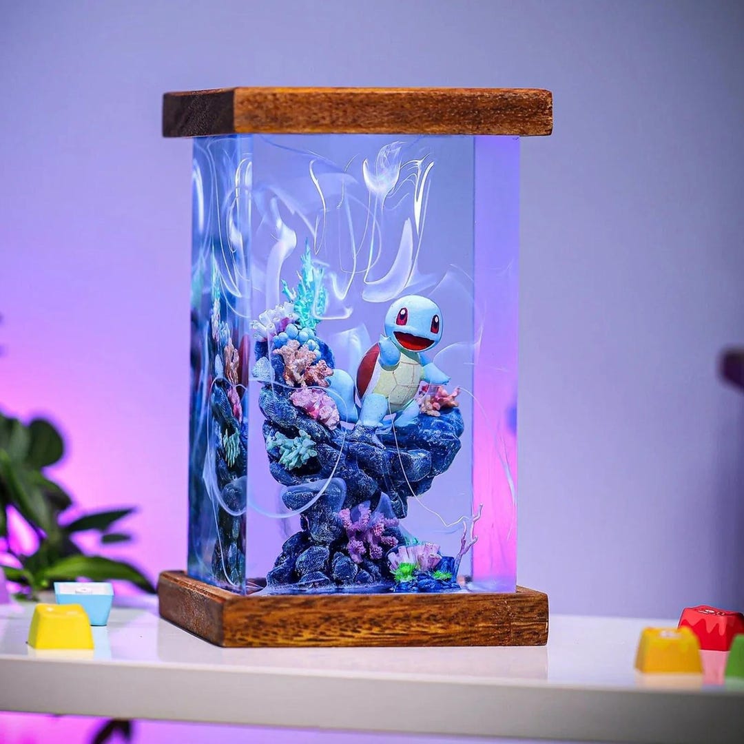 Squirtle Pokemon Lamp, Resin Lamp, Custom Figure, Console Corner ...