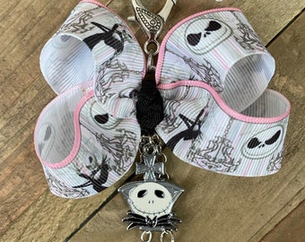 Skeleton Pumpkin King Bow Purse Charm Keychain