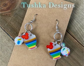 Rainbow Mickey Mouse pendientes colgantes
