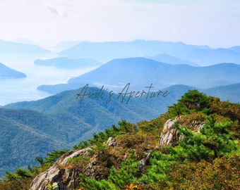Landscape Print, Atop Mt. Sanbang Geoje, South Korea Photography - Digital Download