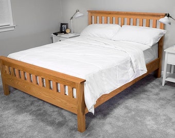 Queen Size Bed Frame Downloadable Plans. Sleep in Style. DIY Woodworking Project to Upgrade Your Bedroom! #QueenSizeBed #DIYPlans