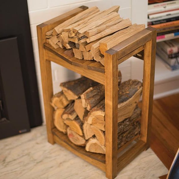 Indoor Firewood Rack Downloadable Plans! Cozy Home Essential. Stay Organized & Stylish. DIY Woodworking Project. #HomeDecor #Firewood