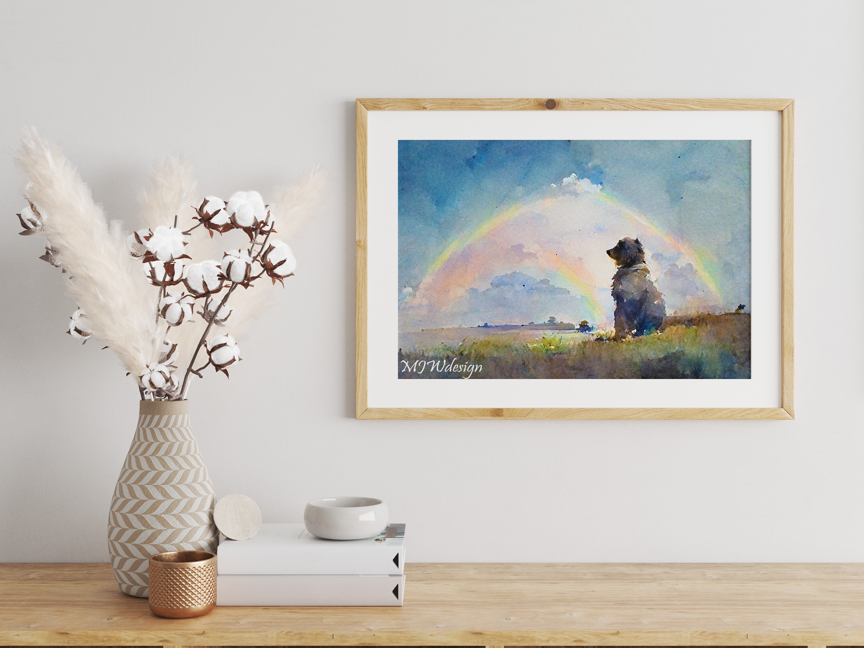 Custom Dog Photo Rainbow Bridge Memorial Ornament Throw Pillow