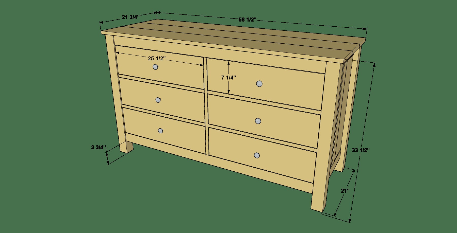 DIY Six Drawer Dresser Plans. Comprehensive Step by Step Project