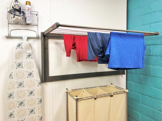 Fold Down Laundry Drying Rack Digital Woodworking Plans Upgrade Your Laundry Space. Functionality Meets Style Etsy