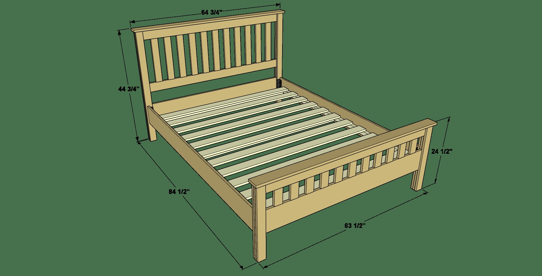 Queen Size Bed Frame Downloadable Plans. Sleep in Style. DIY