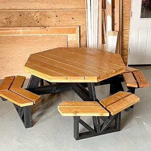 DIY Octagon Picnic Bench. Revamp Outdoor Gatherings: Comprehensive Digital Blueprints #OctagonPicnicBenchPlans #OutdoorWoodworking