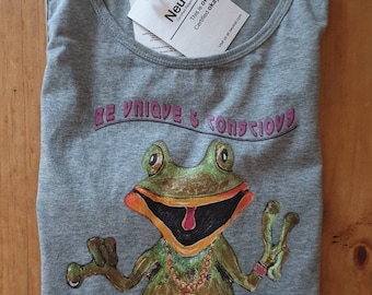 Organic Men Tank top 'Hippie Yoga Frog Mojo', Art Collection FrogOfLove#3, Art on Premium Clothing, Organic & Fair
