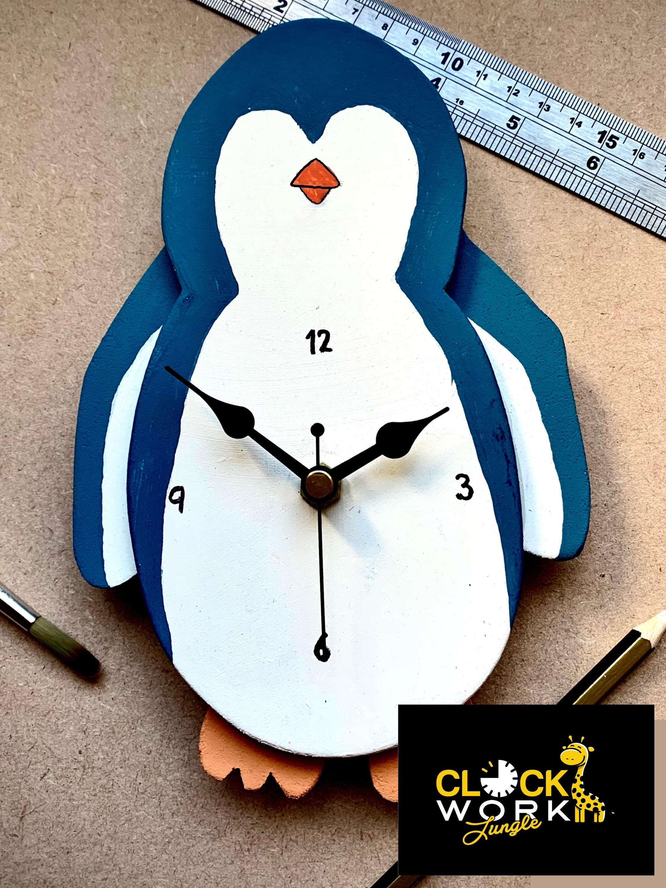 Childrens Penguin Wall Clock Etsy