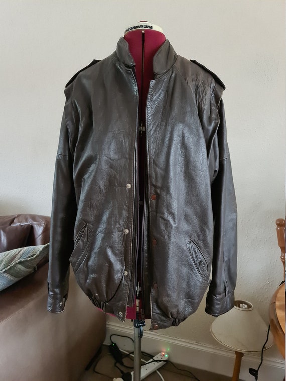 Oversized Vintage 1970s Real Brown Leather Jacket