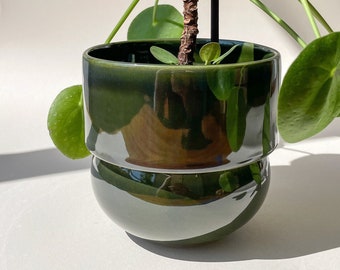 Green Planter, Vintage Planter, Birthday Gift For Crazy Plant Lady,