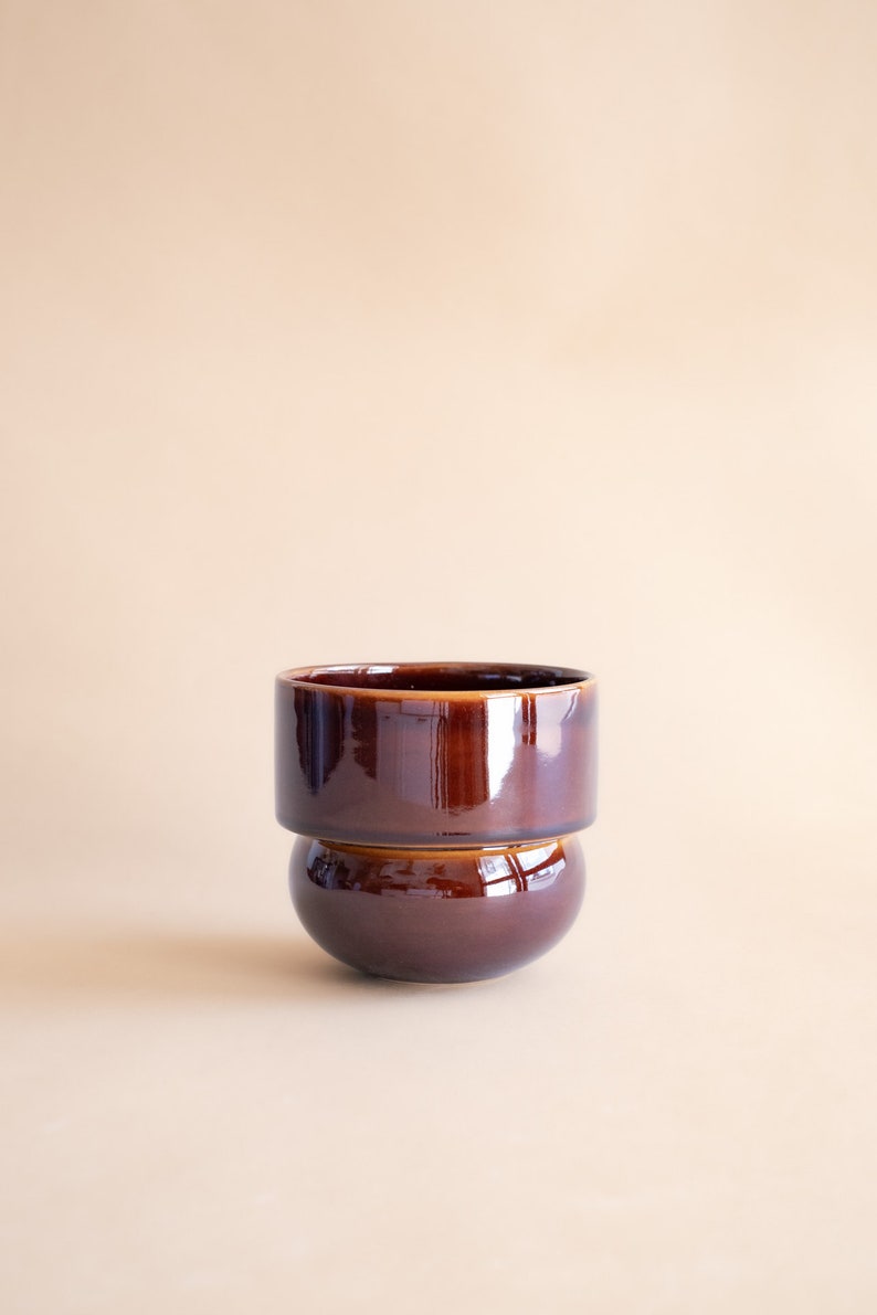 Ceramic Flower Pot, Handmade Pot, Vintage Boho Flower Pot, honey image 2