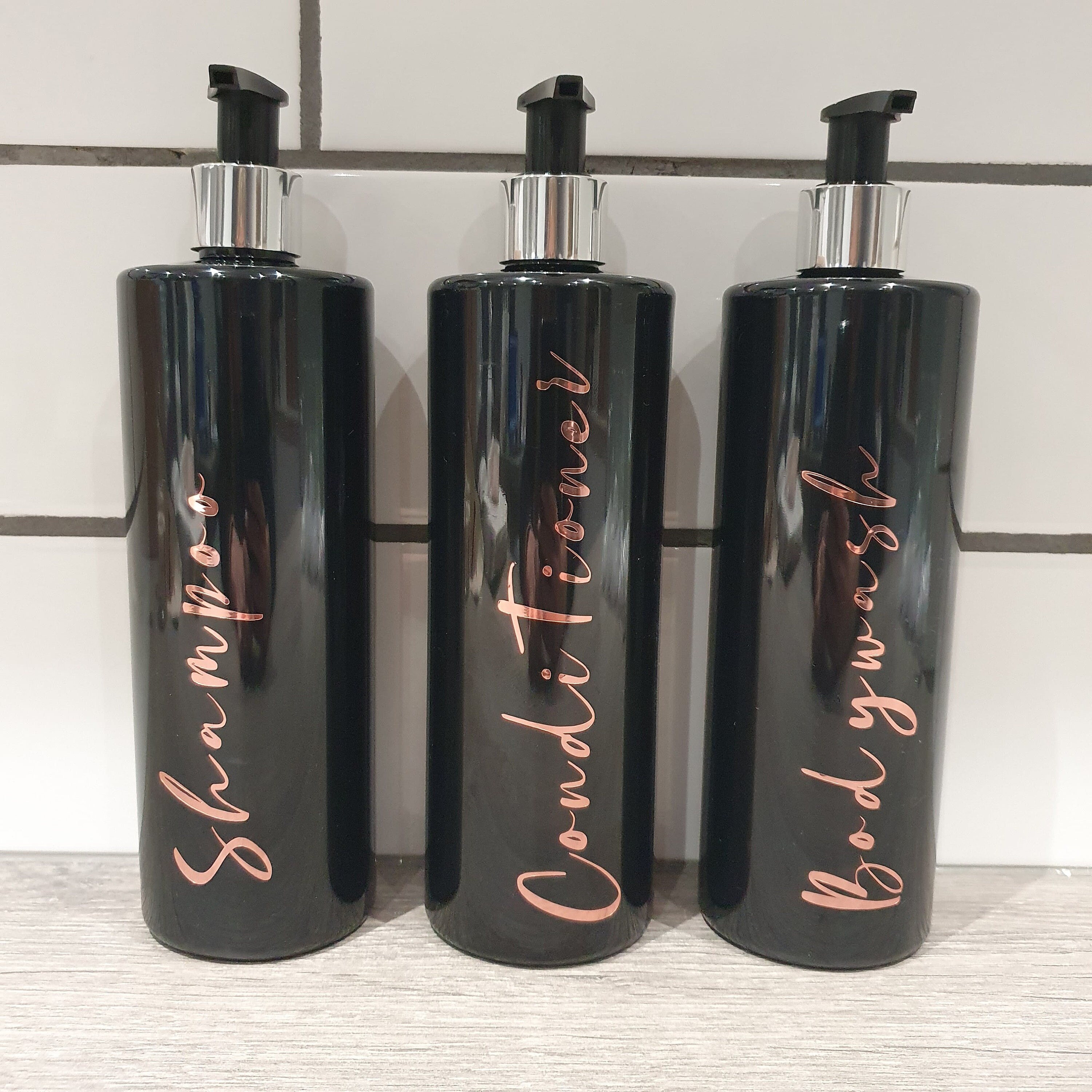Personalised Refillable Reusable 500ml black pump bottles Etsy
