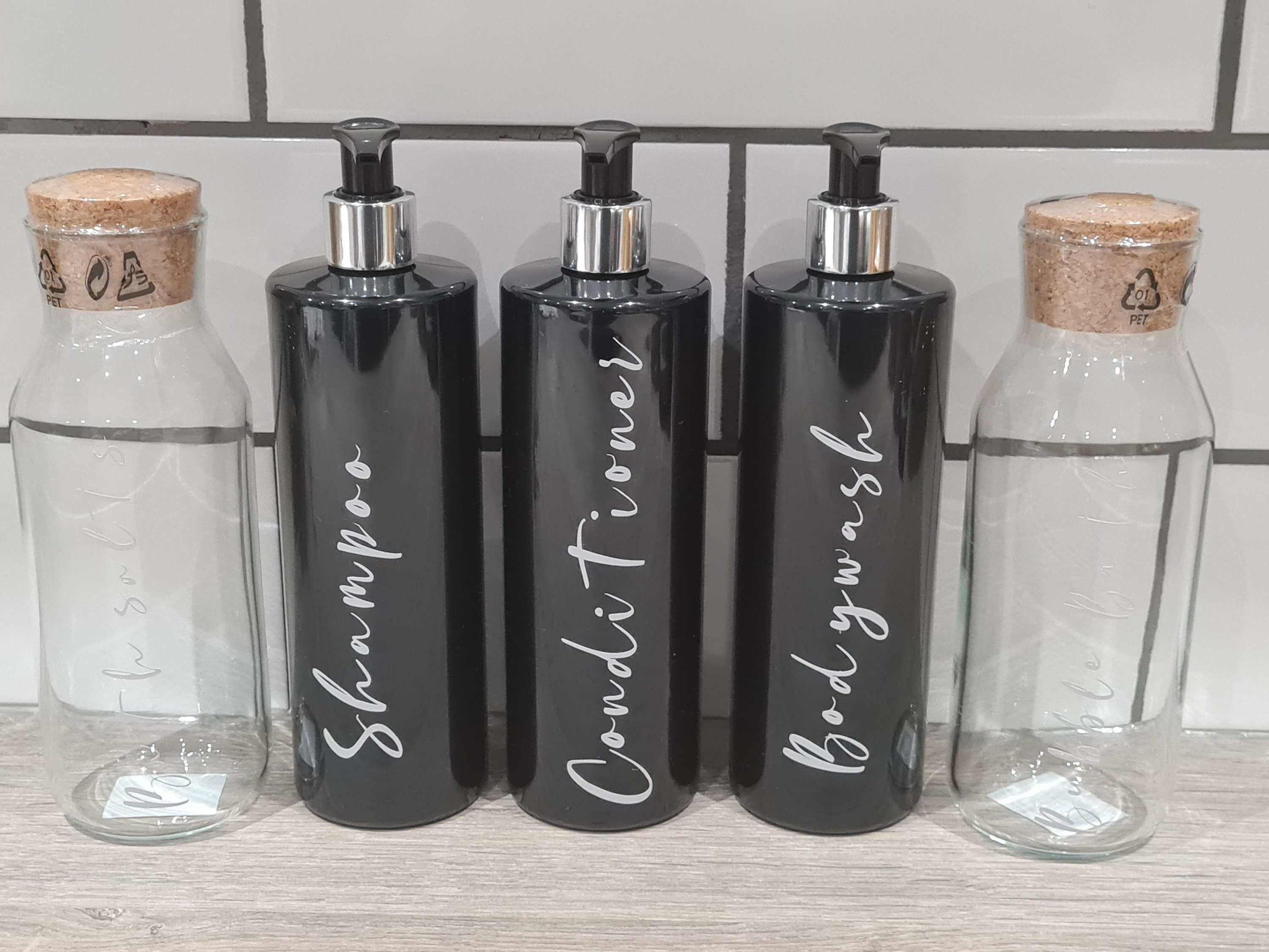 Personalised Refillable Reusable 500ml black pump bottles Etsy