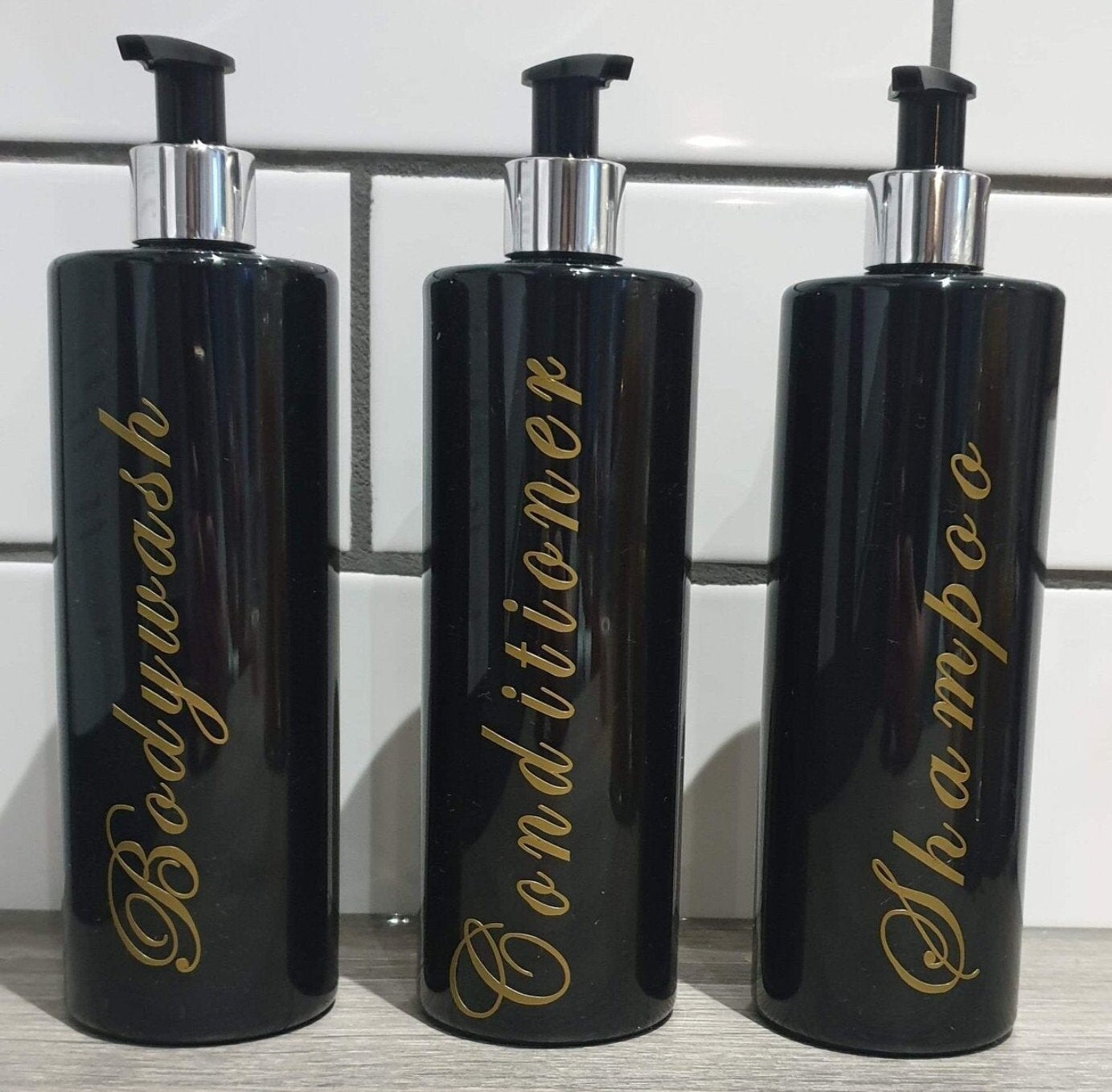 Personalised Refillable Reusable 500ml black pump bottles Etsy