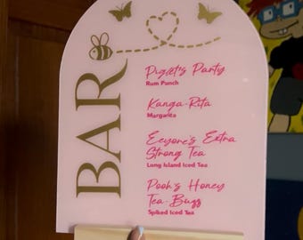 "Acrylbogen-Plakette - 8x10"" Bar-Menü-Hochzeit-Signage-Baby-Plakette-Brautparty."