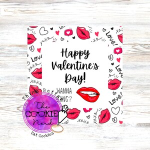 Imprimable 2" Carré Saint-Valentin "Joyeuse Saint-Valentin, tu veux baiser ?" Étiquette de friandise