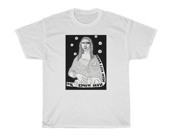 Mona Lisa Men Have Named You Happy Face Unisex Heavy Cotton T Shirt xmas Original drawing