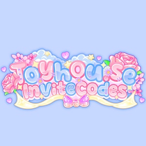 Può includere: Grafica dai colori pastello con il testo "Toyhouse Invite Codes". Il design include rose rosa, nuvole, stelle, cuori e un fiocco, il tutto su uno sfondo azzurro chiaro, con uno stile giocoso.