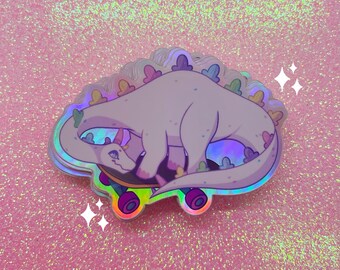 Rad Dude - The Skateboarding Dino Holographic Sticker W/O BG