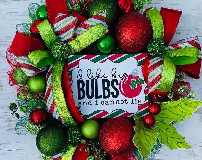 Christmas Wreath, Christmas Decor, Ornament Wreath, Ba Bam Wreath Sign