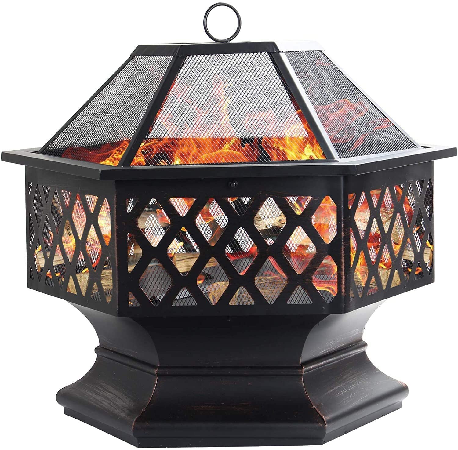 Hexagonal Fire Pit with Spark Screen Etsy