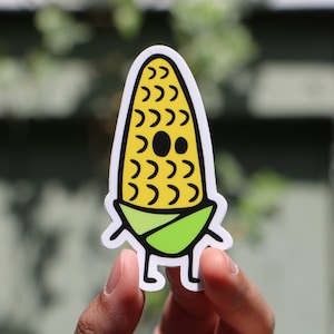 Corn on the cob vegetable art sticker