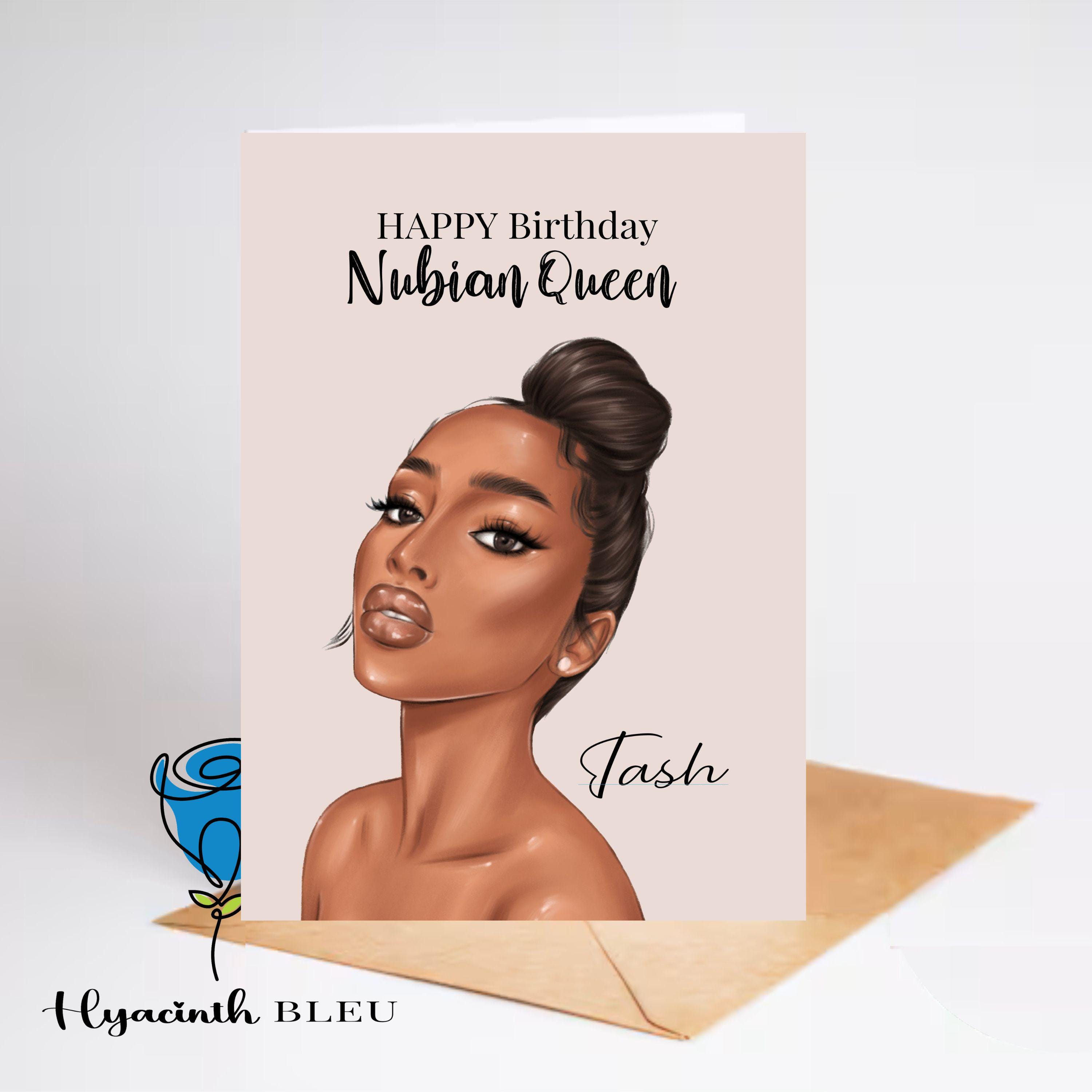 Personalized Nubian Queen Birthday Card: Black Women Greeting Card 