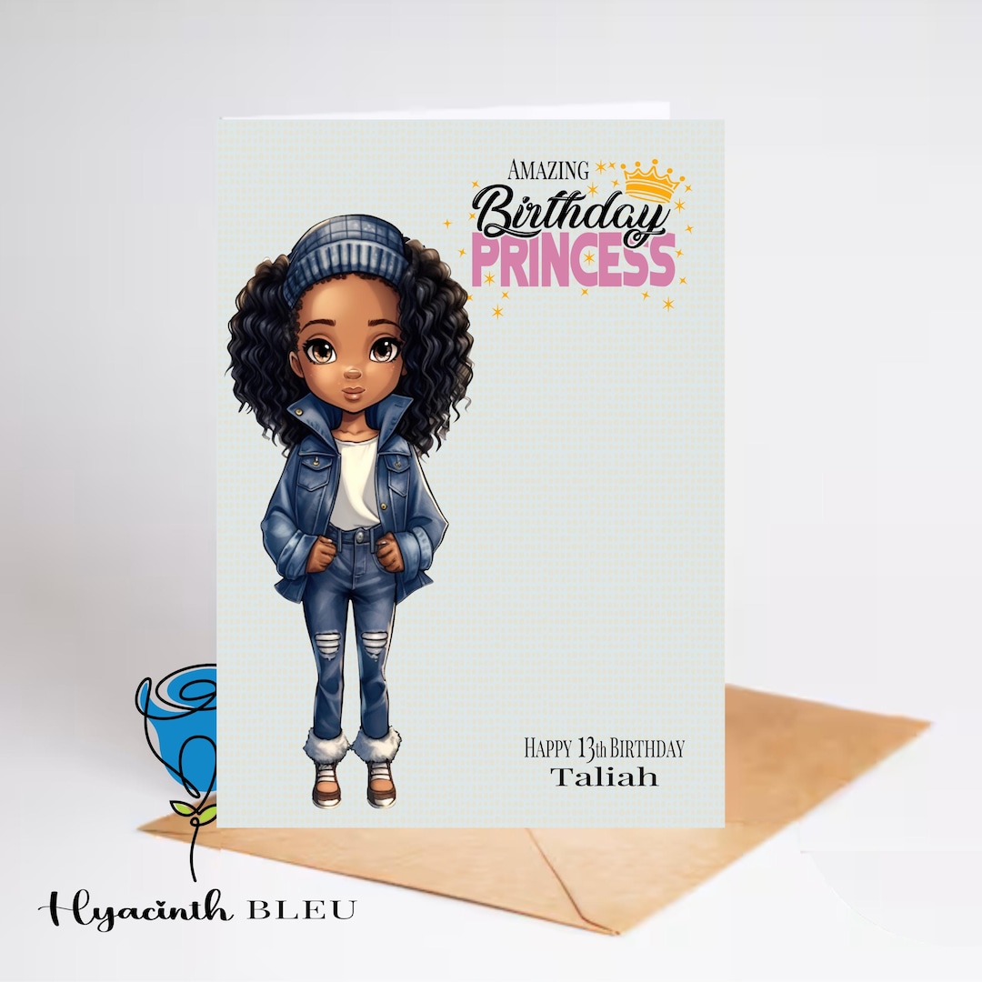 Black Girl Birthday Card, Black Teen Cards, Diverse Cards, Personalised ...