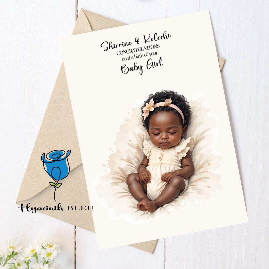 Personalized Black Baby Girl Card: Blessing & Dedication - Etsy