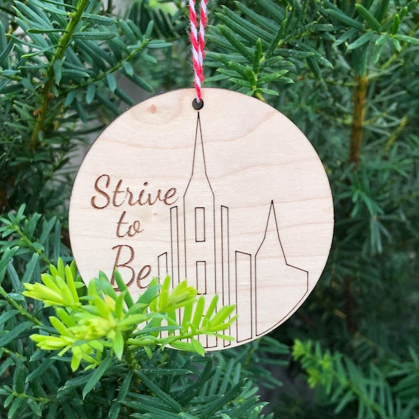 Strive to Be Christmas Ornaments, Salt Lake City Temple Emblem Church of Jesus Christ of Latter-day Saints Laser Cut Vector, Children Youth