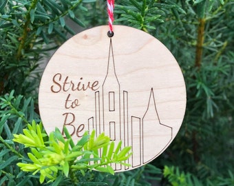 Strive to Be Christmas Ornaments, Salt Lake City Temple Emblem Church of Jesus Christ of Latter-day Saints Laser Cut Vector, Children Youth