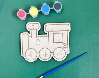 Train SVG Paint by Number Kit, Kids Paint Kit Laser Cut Files, Lightburn and Glowforge Files