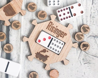 Mexican Train Game Card, Dominos Games for Kids, SVG Files, Game Pieces Laser Cut Files