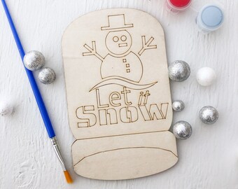 Snowman SVG Mason Jar Kids Paint Kit Laser Cut Files, Christmas Party Lightburn and Glowforge Files