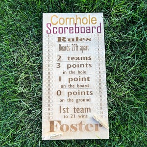 Personalized Cornhole Score Board and Rules SVG, Laser Cut Game Board for Lawn Games and Yard Games