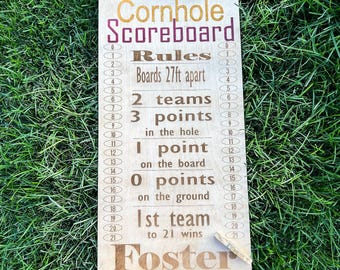 Personalized Cornhole Score Board and Rules SVG, Laser Cut Game Board for Lawn Games and Yard Games