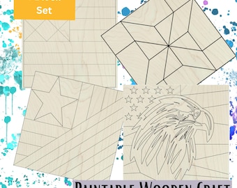 American Flag Barn Quilt SVG Bundle, 4 Patriotic Quilt Block Laser Cut Files (Digital Download)