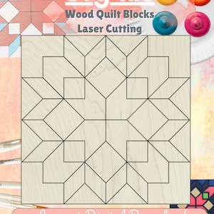 Archivo de corte SVG de colcha rectangular de flores grandes para granero, patchwork floral de granja / proyecto divertido de láser SVG de colcha de flores / colgador de puerta SVG floral